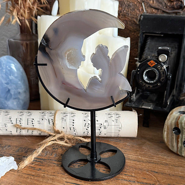 Agaat Druzy plak gepolijst Elfje op Maan A edelstenenmineralenwinkel.nl