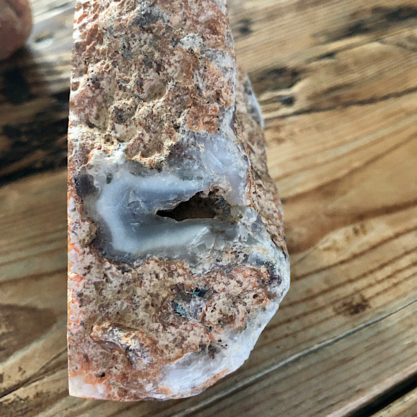 Agaat paar blauw wit rood marokko knol geode schatkamer