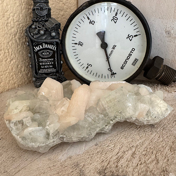 Apofyliet met Stilbiet gekristalliseerd India groen roze