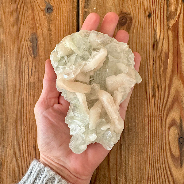 Apofyliet met Stilbiet gekristalliseerd India groen roze