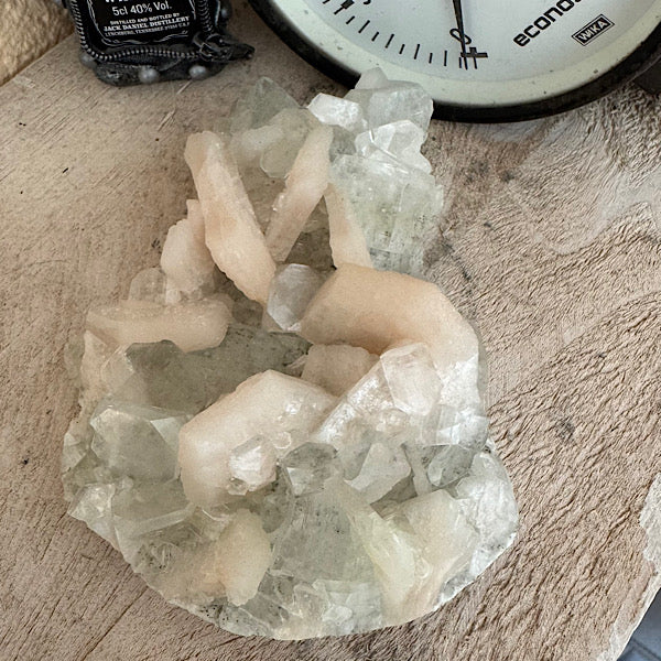 Apofyliet met Stilbiet gekristalliseerd India groen roze