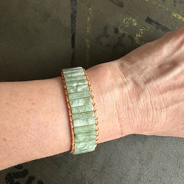 Aventurijn groen Leren Armband sieraad vrouw man maat 20 22 25