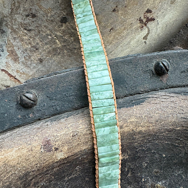 Aventurijn groen Leren Armband sieraad vrouw man maat 20 22 25