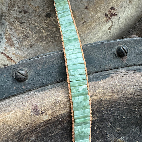 Aventurijn groen Leren Armband sieraad vrouw man maat 20 22 25