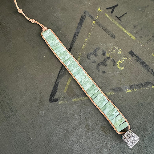 Aventurijn groen Leren Armband sieraad vrouw man maat 20 22 25