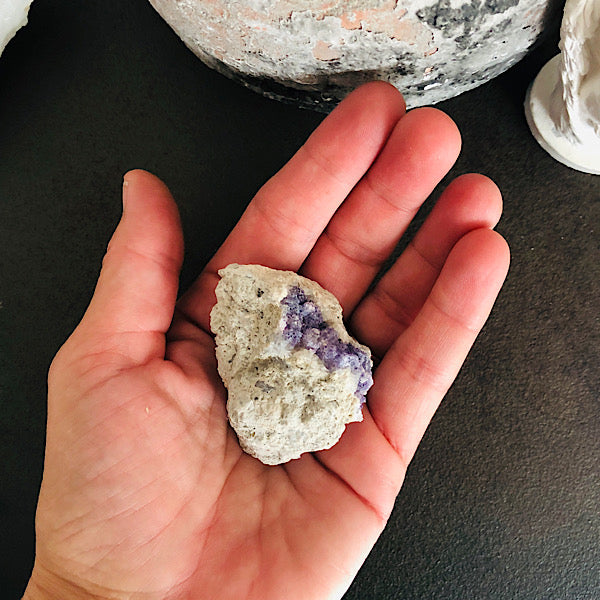 Chalcedoon met Fluoriet Ruw Stukje mineralen kristallen edelstenen