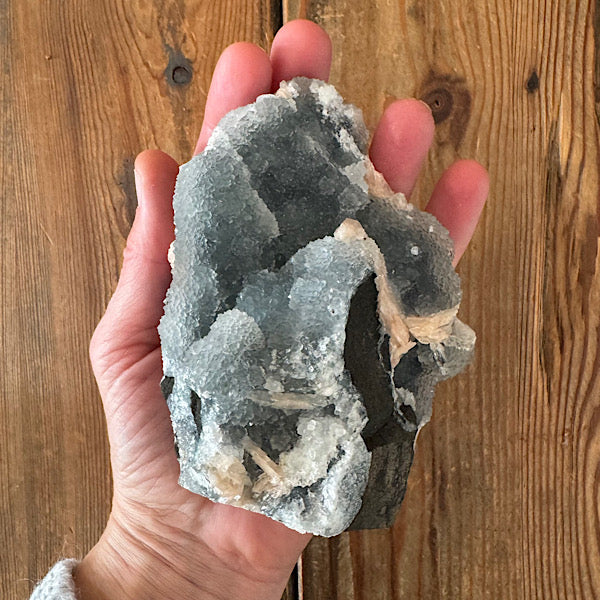 Chalcedoon met Stilbiet India ruw stuk gekristallisseerd