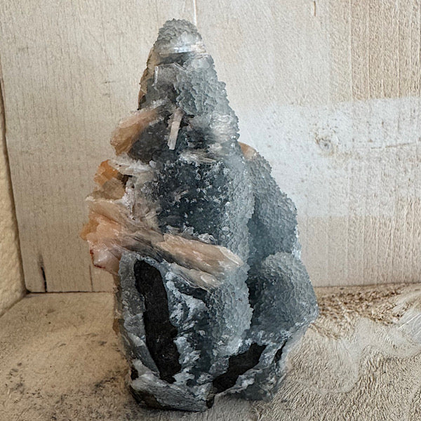 Chalcedoon met Stilbiet India ruw stuk gekristallisseerd