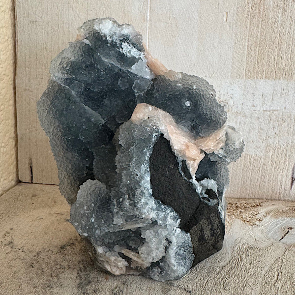 Chalcedoon met Stilbiet India ruw stuk gekristallisseerd