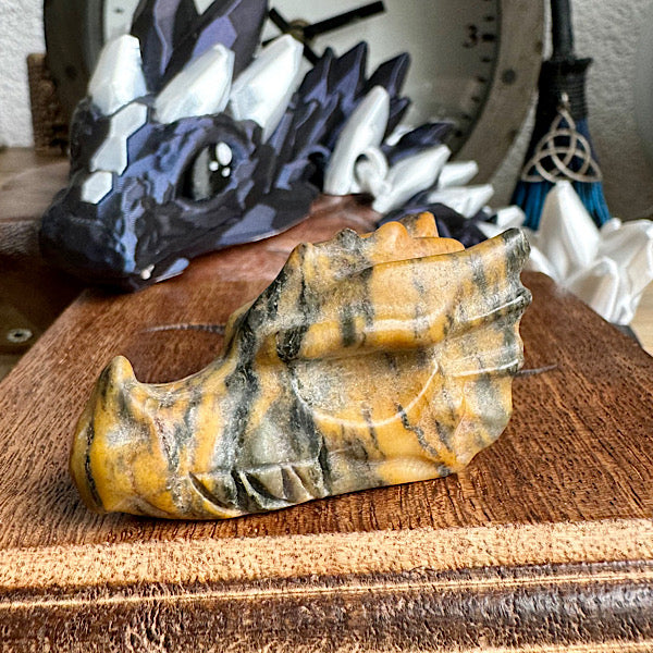 Draken Schedel Jaspis bruin Klein edelstenen mineralen winkel