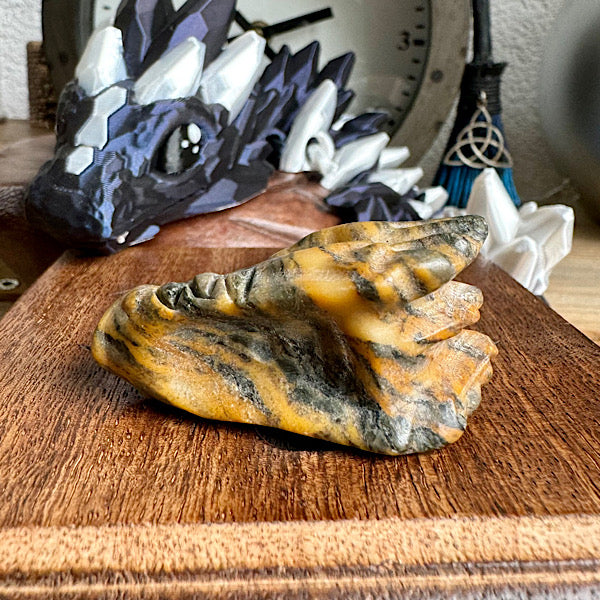 Draken Schedel Jaspis bruin Klein edelstenen mineralen winkel