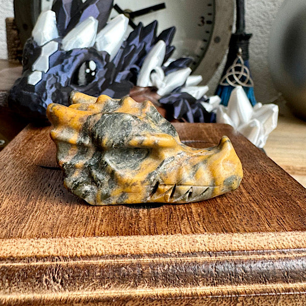 Draken Schedel Jaspis bruin Klein edelstenen mineralen winkel