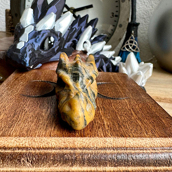 Draken Schedel Jaspis bruin Klein edelstenen mineralen winkel