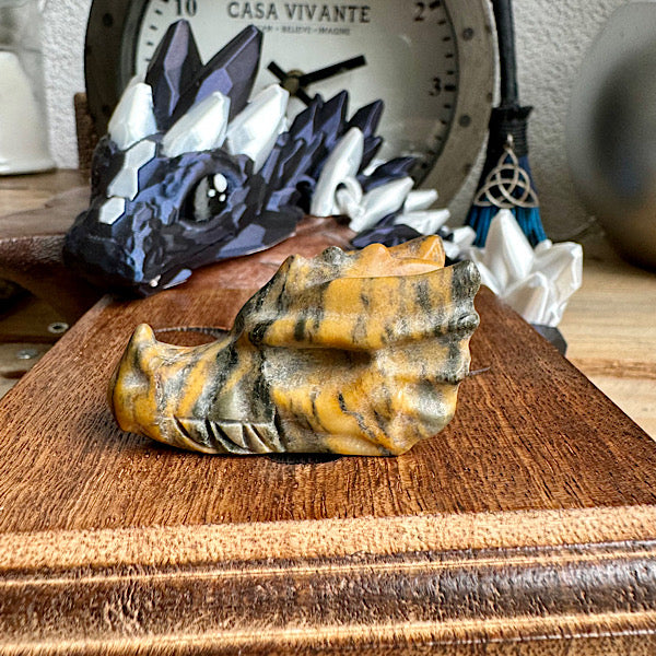 Draken Schedel Jaspis bruin Klein edelstenen mineralen winkel