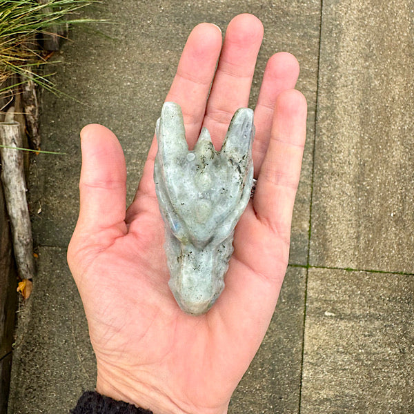 Draken Schedel Labradoriet dragon skull edelstenen mineralen winkel