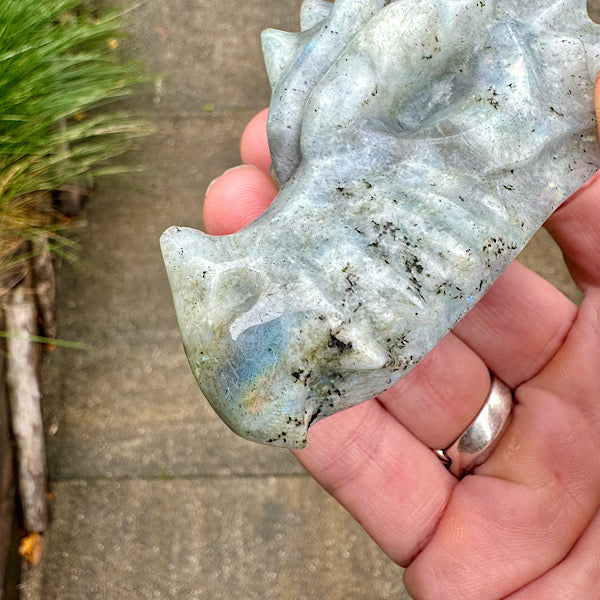 Draken Schedel Labradoriet dragon skull edelstenen mineralen winkel