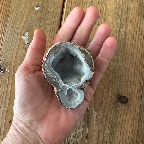 Geode Dugway Agaat Thunder Egg 2 Utah USA blauw grijs kristallen