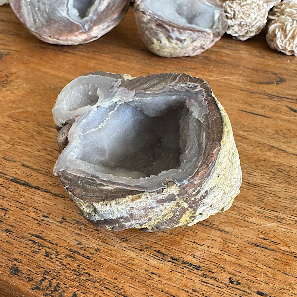 Geode Dugway Agaat Thunder Egg 2 Utah USA blauw grijs kristallen