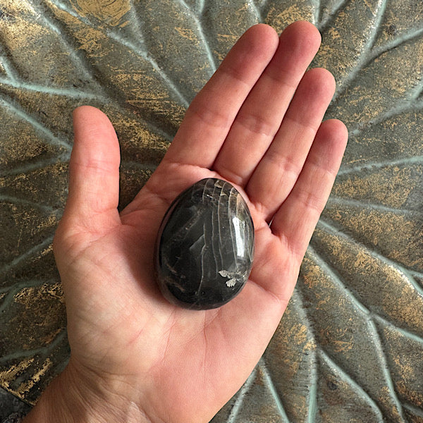 Maansteen Zwart Gepolijst hand steen