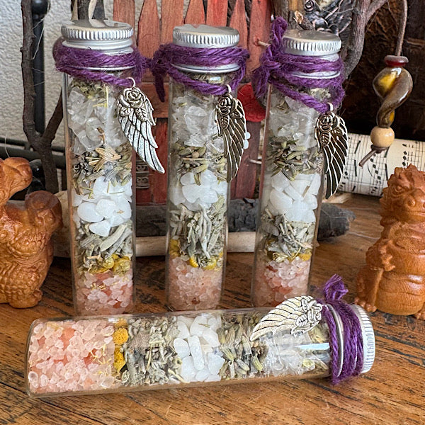 Heksen Spell Flesje innerlijke rust nr5 edelstenenmineralenwinkel.nl spell jar witch bottle