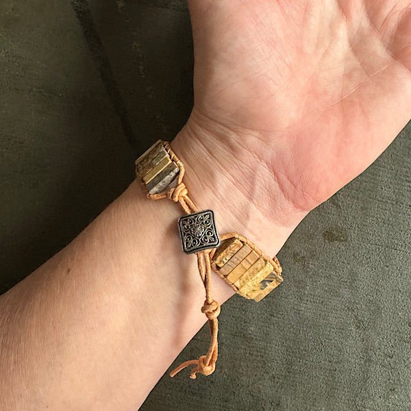 Jaspis Landschap Leren Armband sieraad vrouw man maat 20 22 25