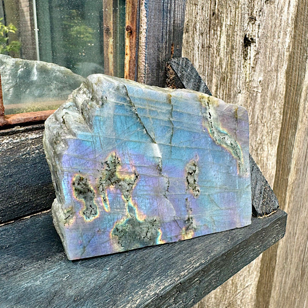 Labradoriet plak schijf sculptuur ruw en gepolijst nr1 1