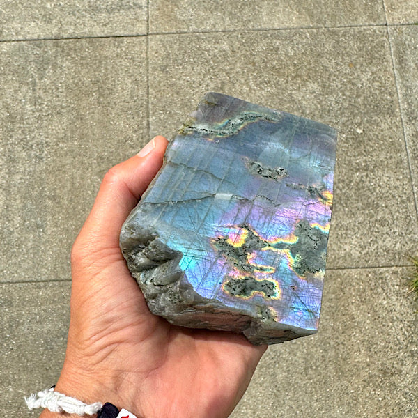 Labradoriet plak schijf sculptuur ruw en gepolijst nr1 edelstenenmineralenwinkel