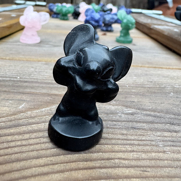 Obsidiaan Stitch figuur edelstenen ondeugend