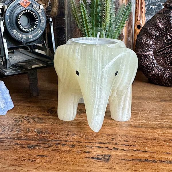 Onyx Aragoniet Olifant Theelichtje Marmer Calciet EdelstenenMineralenWinkel Nieuwegein