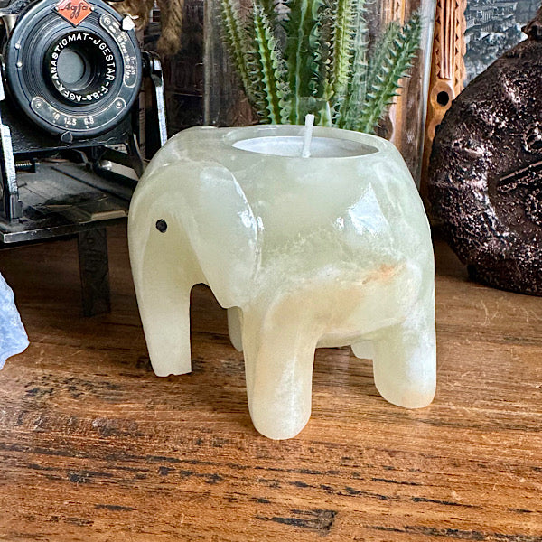 Onyx Aragoniet Olifant Theelichtje Marmer Calciet EdelstenenMineralenWinkel Nieuwegein
