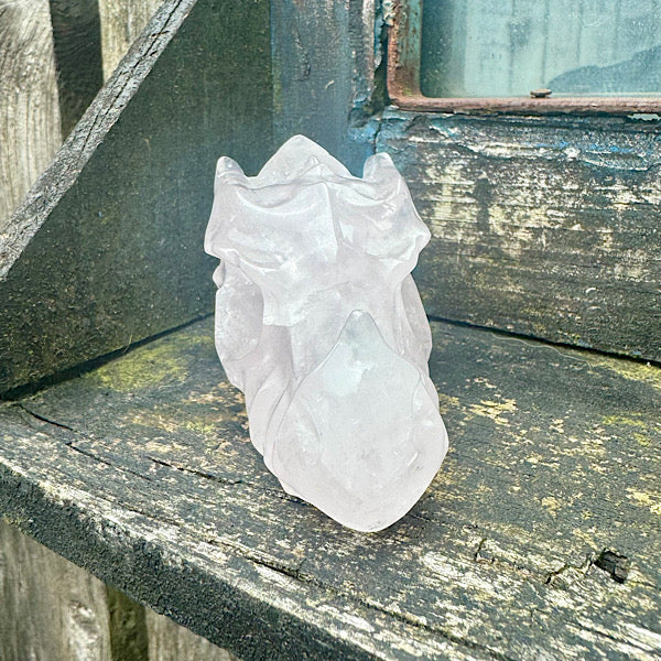 Draken schedel rozekwarts rozenkwarts skull edelstenenmineralenwinkel