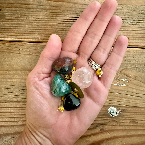 RozeKwarts Sardonyx MosAgaat setje edelstenen mineralen winkel