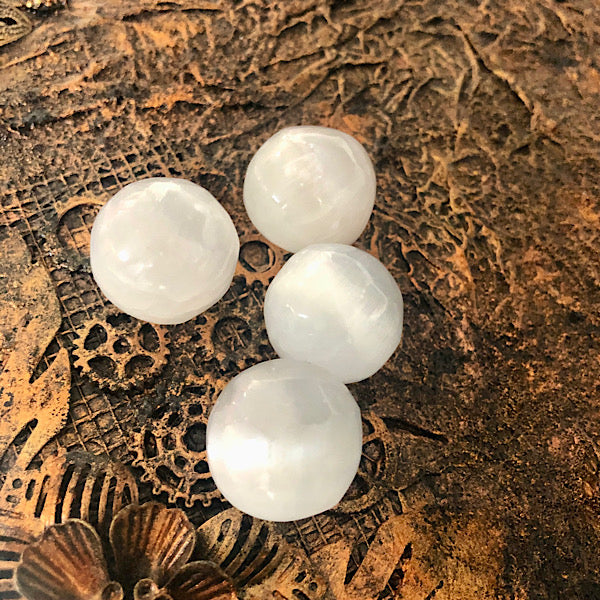 Seleniet wit en oranje setje mineralen trommelsteen engelen steen kristallen