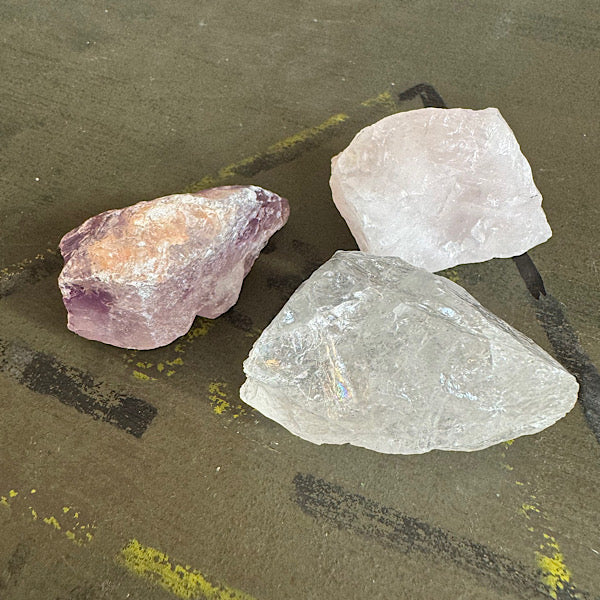 Setje Amethist BergKristal RozeKwarts Ruwe Brokjes Nr2 kristallen edelstenen mineralen winkel