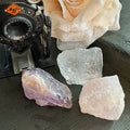 Setje Amethist BergKristal RozeKwarts Ruwe Brokjes Nr2 kristallen edelstenen mineralen winkel