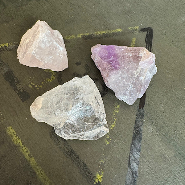 Setje Amethist BergKristal RozeKwarts Ruwe Brokjes Nr3 kristallen edelstenen mineralen winkel