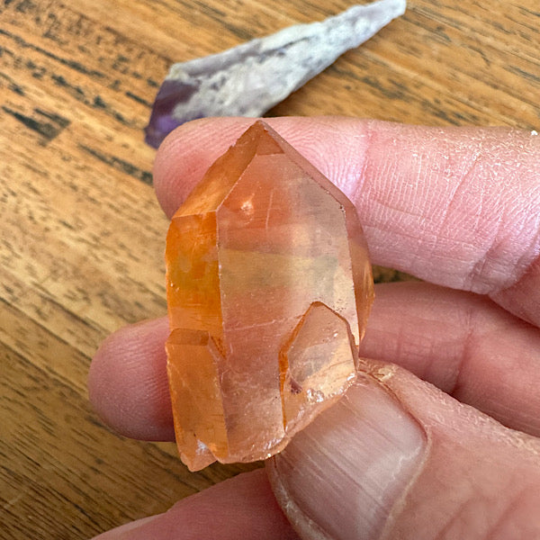 Setje Kwarts Ruwe Punt Kleine Tangerine Bergkristal Amethist edelstenenmineralenwinkel