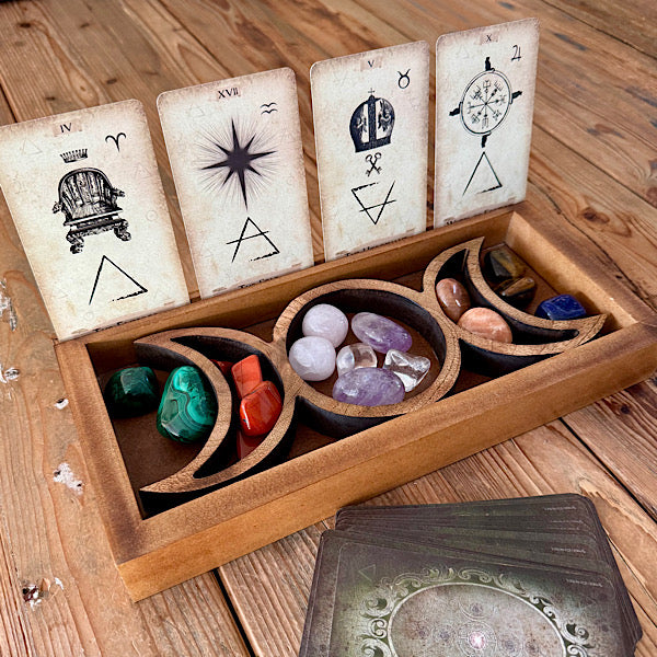 Tarotkaart Houder Drie Manen hout