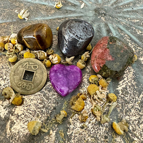 Setje meditatie en aarden edelstenen mineralen winkel