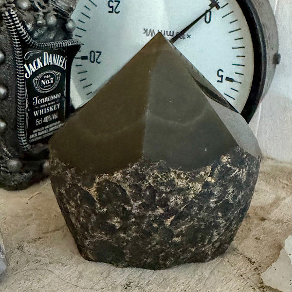 agaat donker bruin punt generator gepolijst edelstenenmineralenwinkel.nl