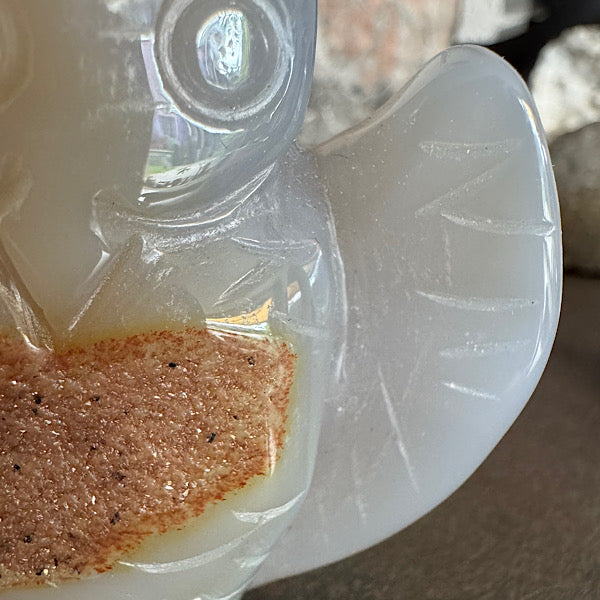 Agaat Druzy Uil B edelstenen figuurtje gepolijst