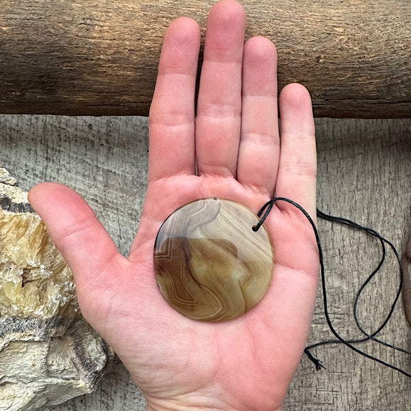 agaat hanger a ronde vorm bruin