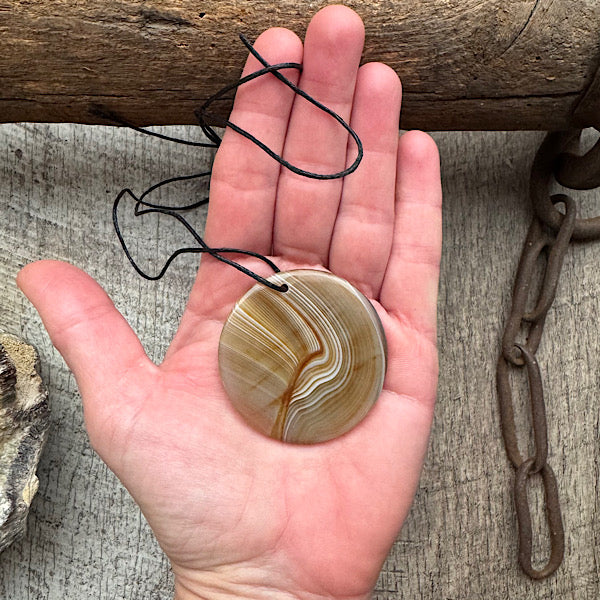 agaat hanger b ronde vorm bruin