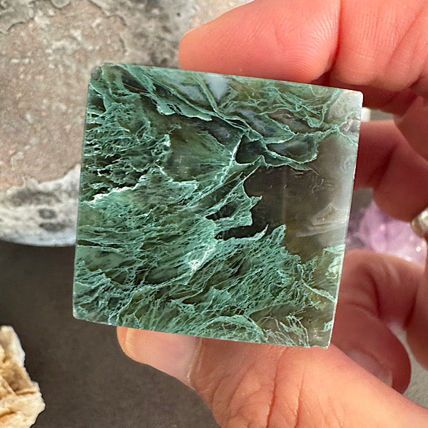 agaat mos kubus b gepolijst kristallen