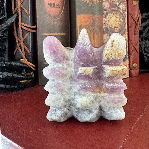 amethist chevron draken schedel dragon skull hand gepolijst