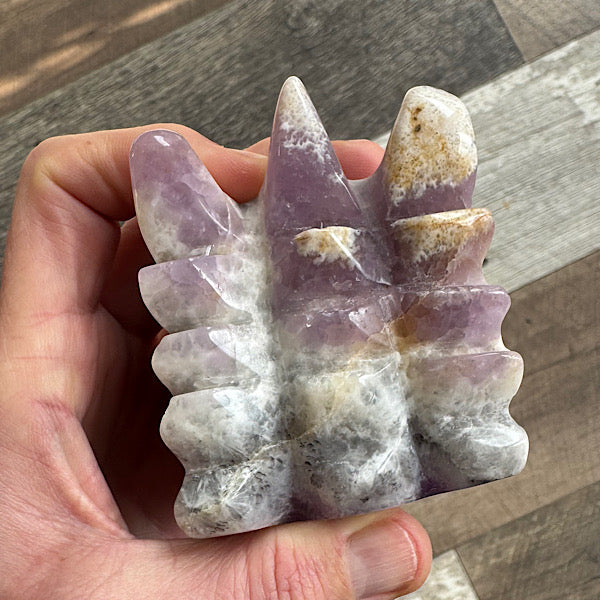 amethist chevron draken schedel dragon skull hand gepolijst