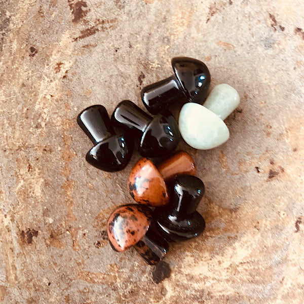 aventurijn Obsidiaan Kleine Paddestoel gepolijst