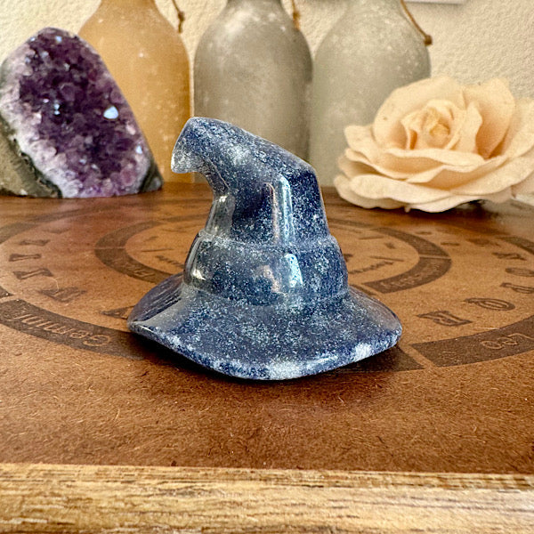 aventurijn blauw heksen hoed edelstenen mineralen winkel gepolijst figuur