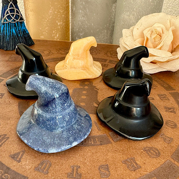 aventurijn obsidiaan calcietheksen hoed edelstenen mineralen winkel gepolijst figuur 1