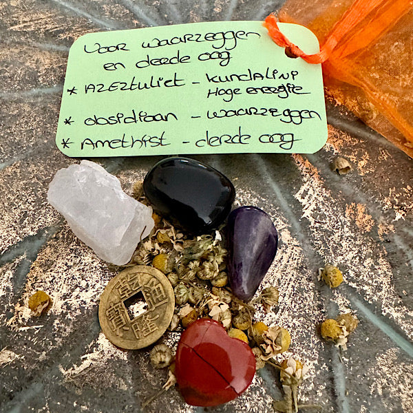 azeztuliet obsidiaan amethist ruw brokje trommelsteen setje edelstenen mineralen winkel